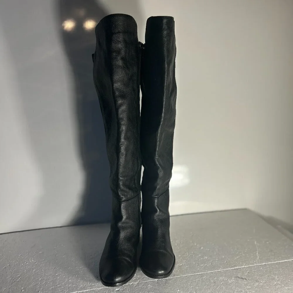 Lane Bryant SZ 7W  Letizia Black leather above knee boot Timeless Edgy Essential
